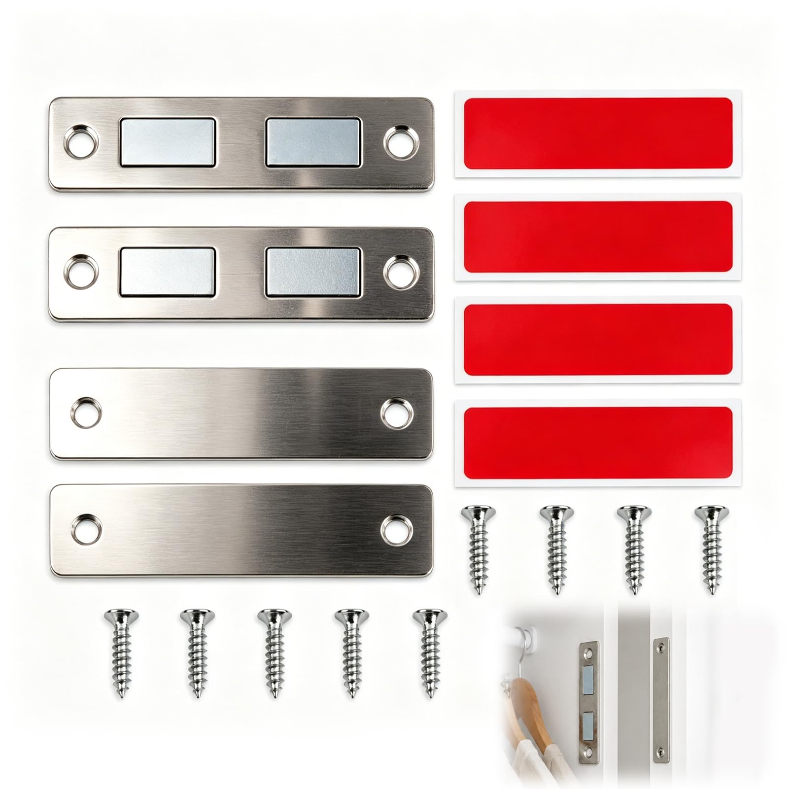 2 Pack Cabinet Magnetic Door Catches Self Adhesive, Cupboard Door Magnets, Ultra Thin Magnetic Door Catch for Cabinet, Drawer Door Magnets Closure for Wardrobe Home Furniture & Cabinet Organisation