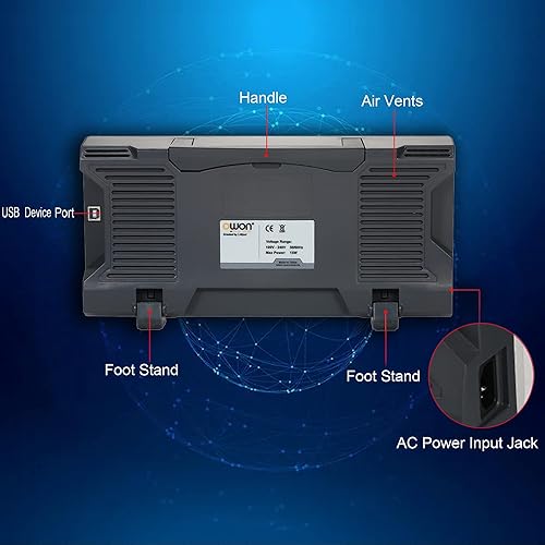 Miniatura 6 de Abestop Osciloscopio de laboratorio SDS1102 100MHz Osciloscopio digital 2 canales Oscilógrafo 1GSs Frecuencia de muestreo con LCD de 7 pulgadas para