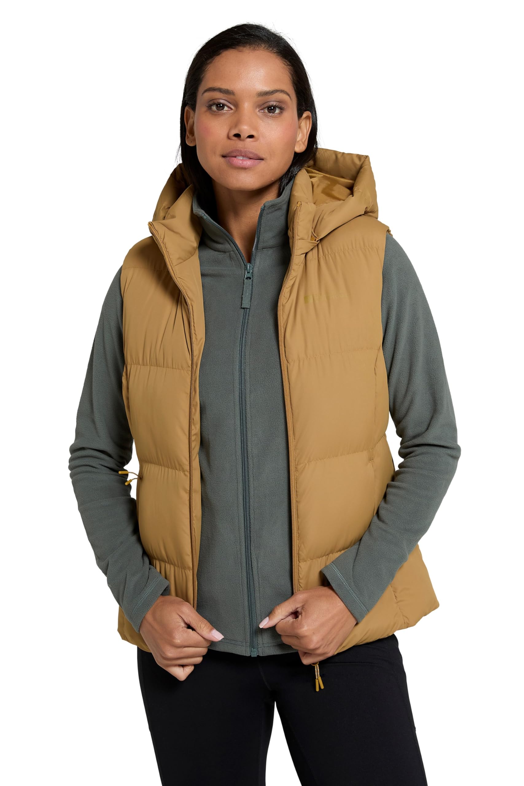 Mountain Warehouse Astral Womens Padded Gilet - Water Resistant Ladies Bodywarmer, Detachable Hood Vest, Microfibre Insulation - Best for Outdoors, Sports, Gym, Spring Summer Mustard Women's Size 20
