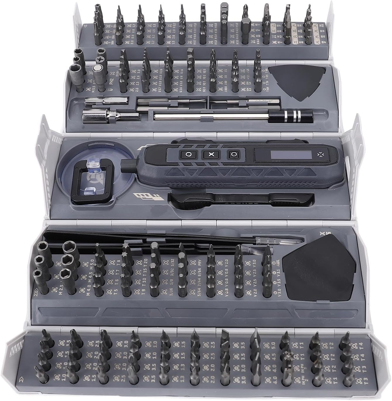 Electric Screwdriver Kit Cordless Rechargeable Power Screwdriver Repair Tool Set with 163 Magnetic Bits for Phone Laptop Camera Watch Repair CrMo Alloy Steel ABS Plastic 1018g