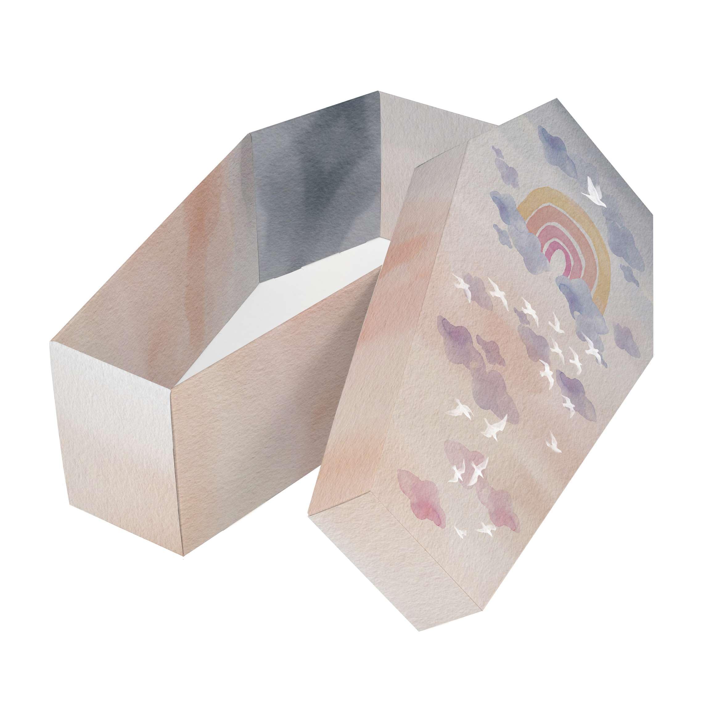 FOLDZILLA Cardboard Animal Coffin for Dogs, Cats and Small Animals 61 x 31 x 21 cm Cardboard Coffin to Say Goodbye - Evening Sky