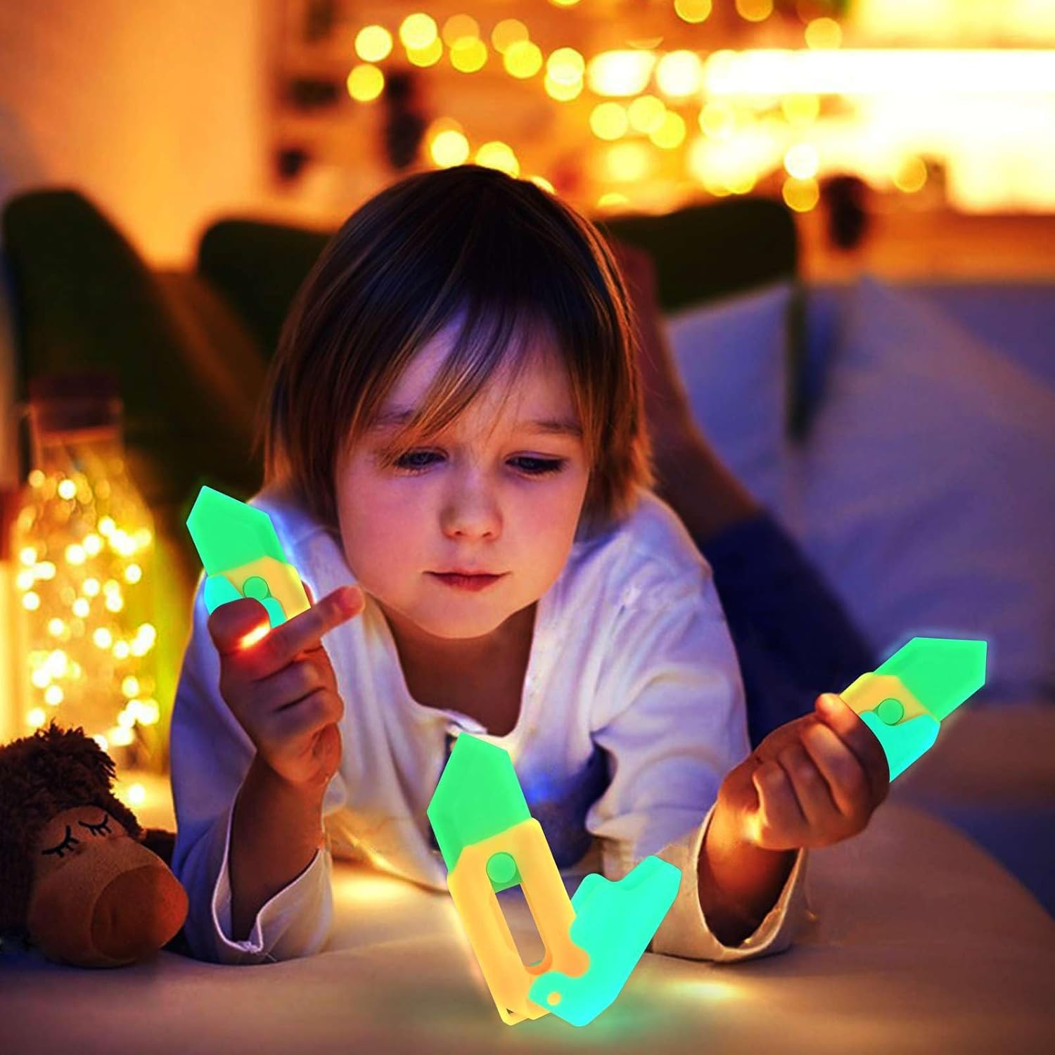 Fidget Toy 3D Printed Gravity Carrot Knife, Sensory Gifts for Adults Kids, Anxiety Stress Relief for ADHD Autism (2pcs, Luminous)