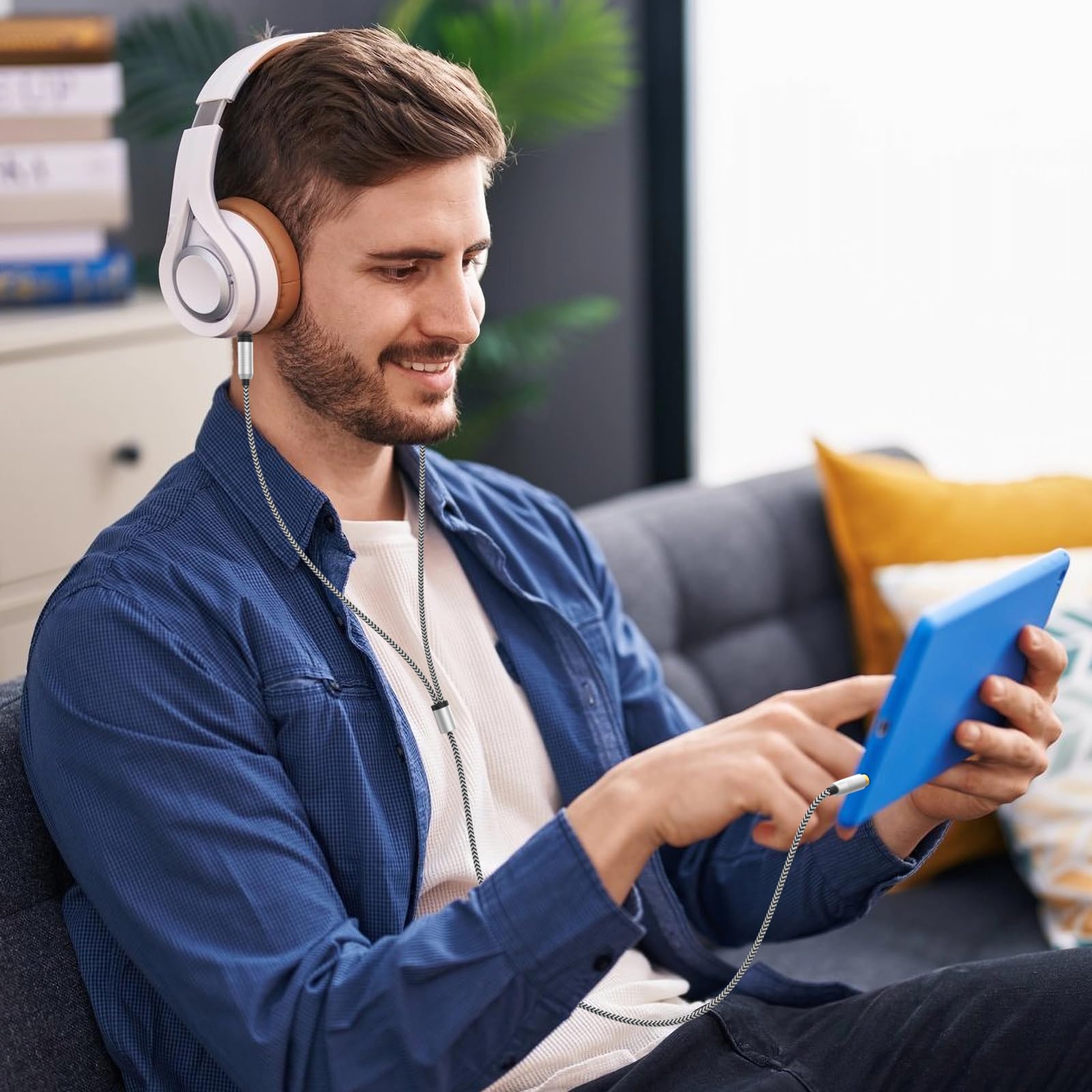 Focal Kopfhörerkabel mit 6,35 mm Adapter, kompatibel mit Focal Elear Focal Elegia Kopfhörern, Ersatz-Audiokabel, Länge 1,2 m
