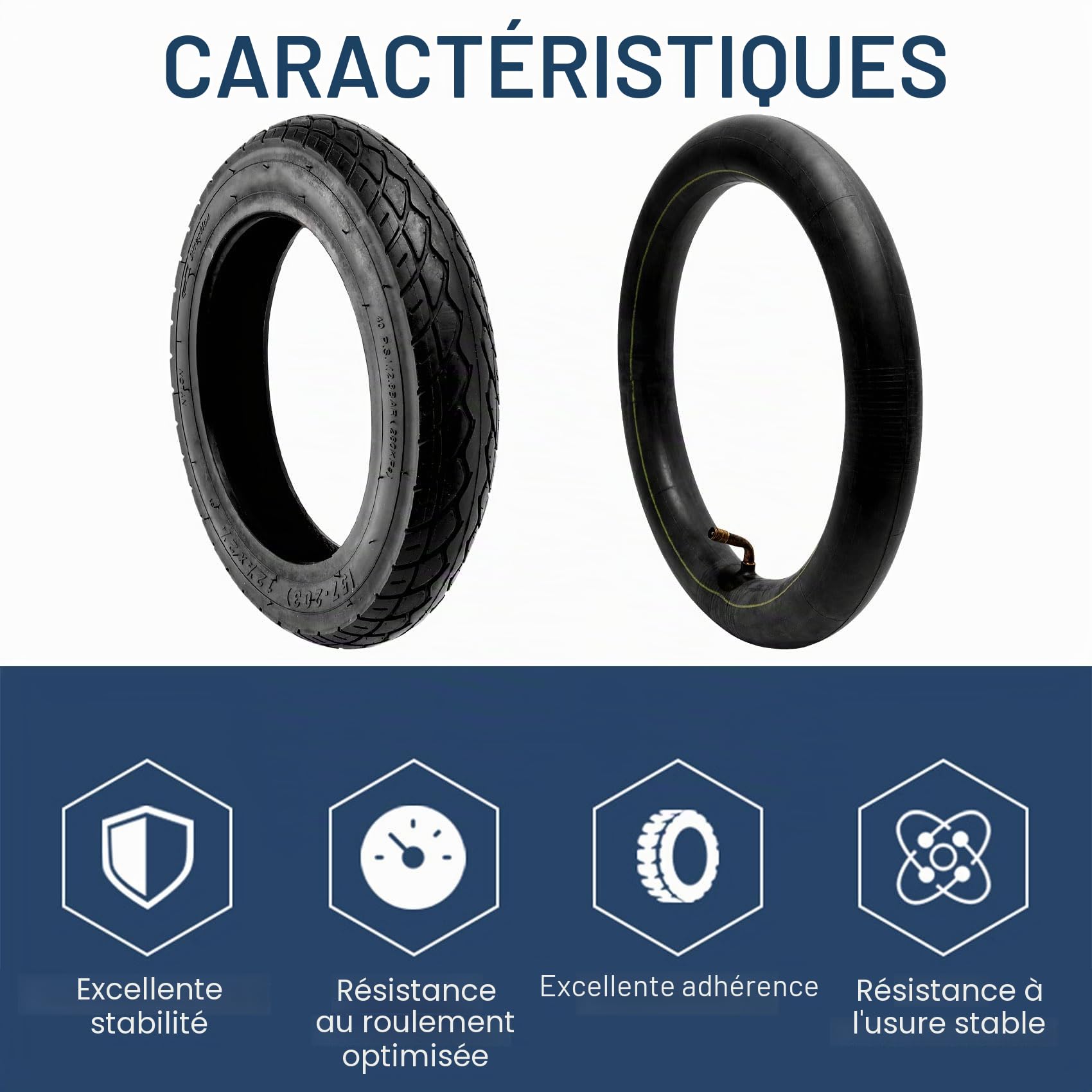 12 1/2X2 1/4 Pneu de Voiture à Batterie 57-203 Pneu Intérieur et Extérieur pour Chaise Roulante 62-203 Pneu à Air