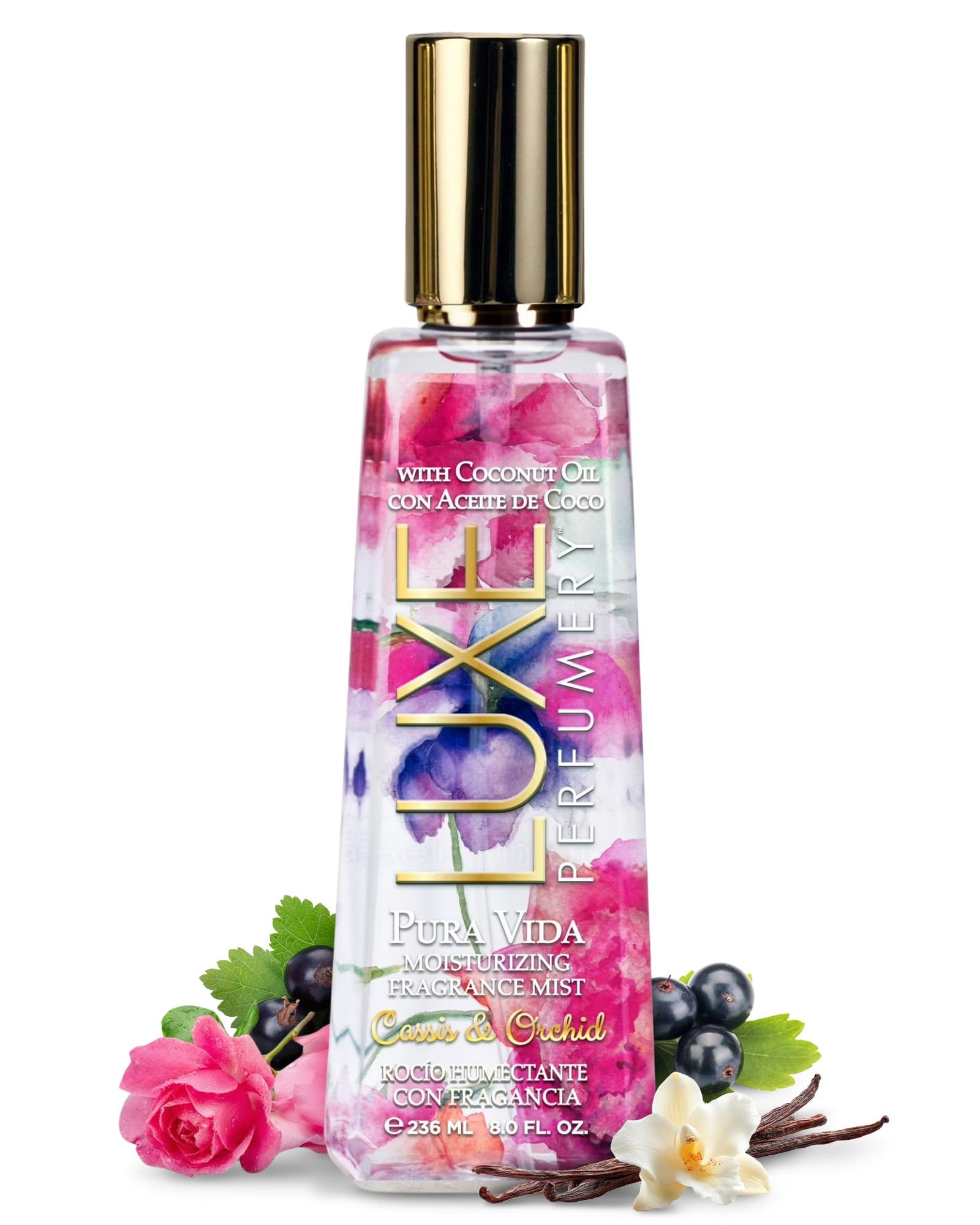 Luxe Perfumery Pura Vida Moisturizing Body Mist, Cassis/Orchid, 8 Fl Oz, pink, (38949981203-Parent)