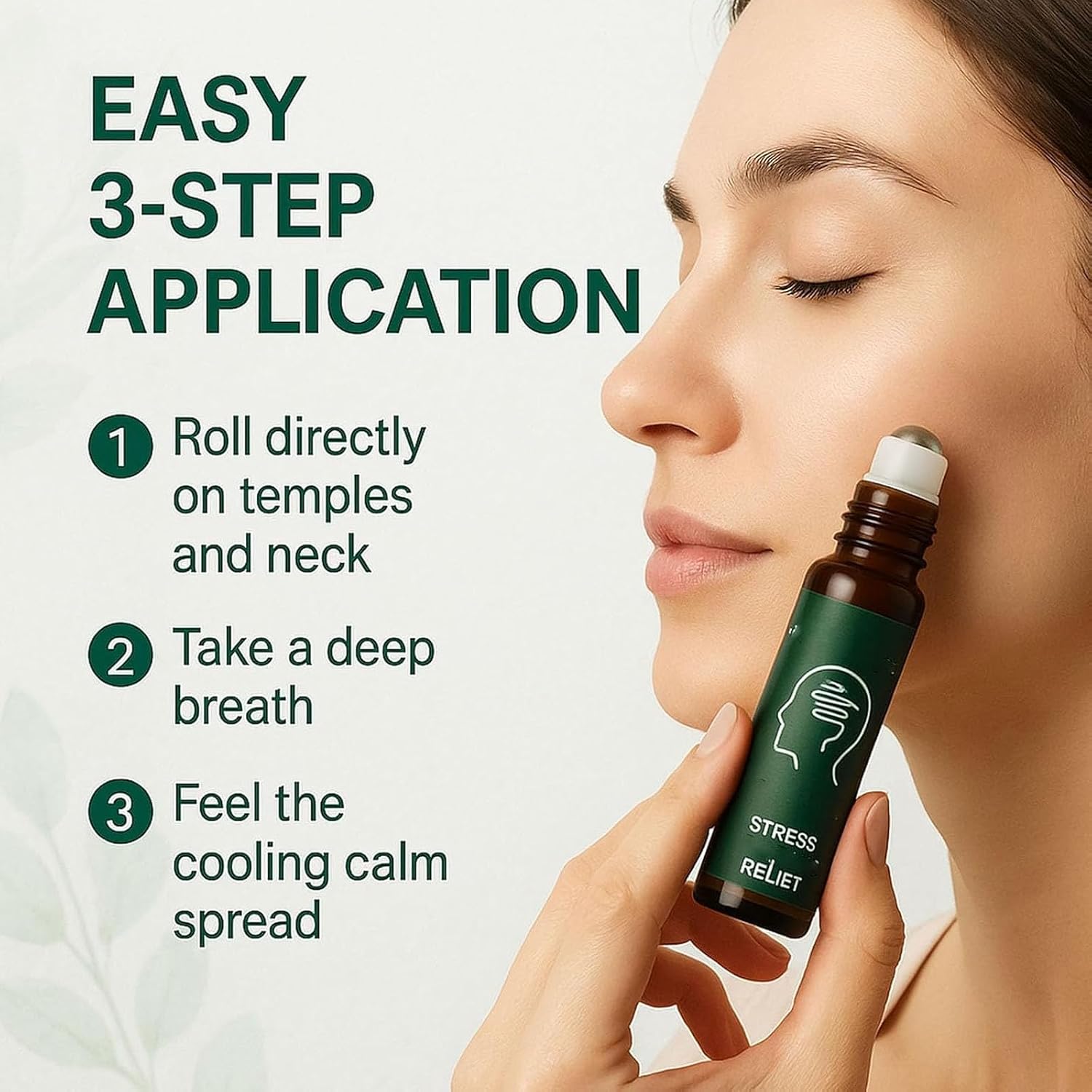 Migraine Relief Roll-On, Peppermint Essential Oil Roll On for Fast Headache, Long-Lasting Support