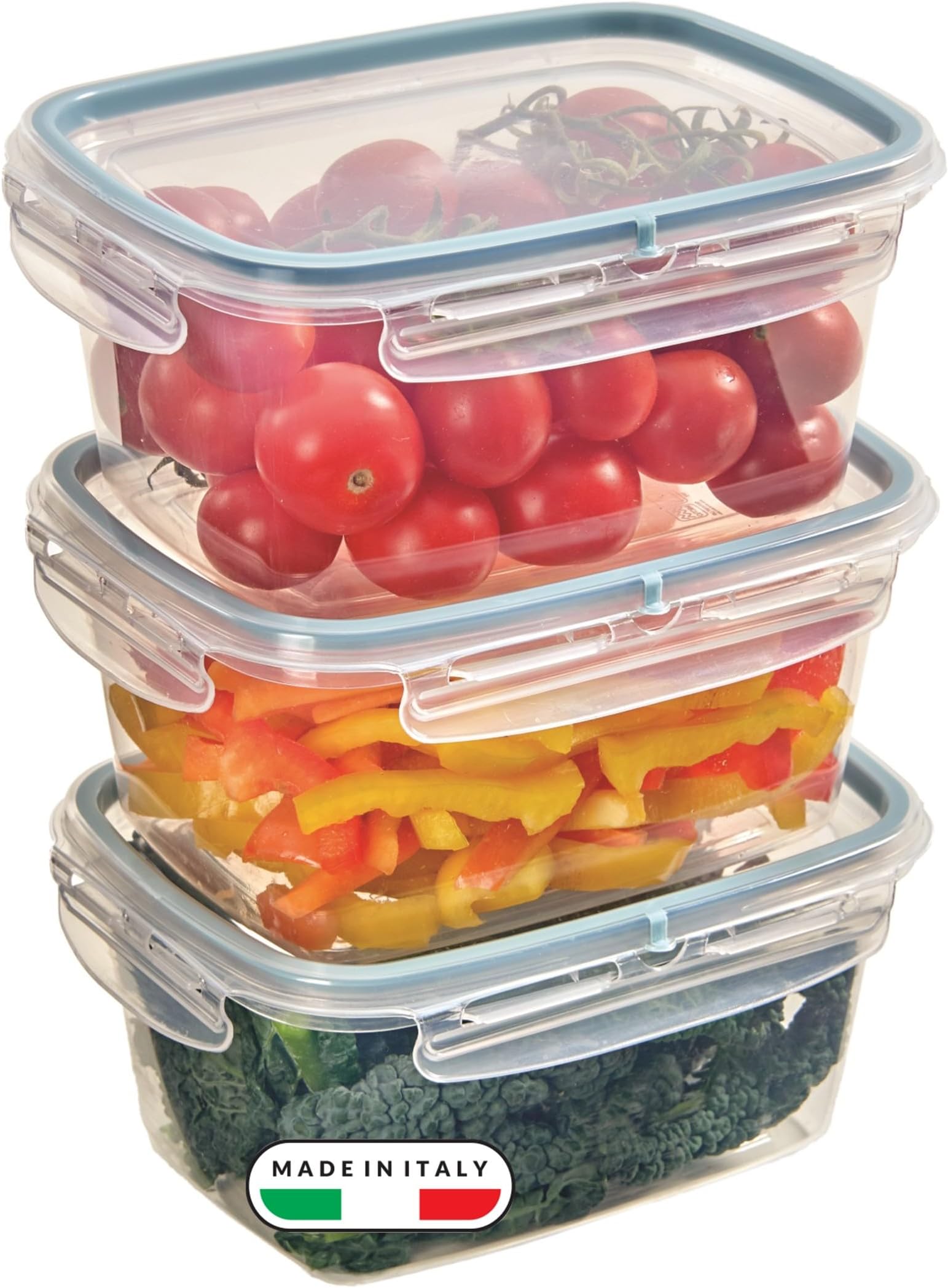 Snipslock Rectangular Containers Set, 3-Piece, 1.2 Liter Each โ Food Storage Containers