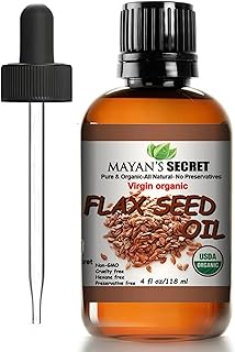 Mayan's Secret USDA Certified Virgin Organic Flax Seed Oil, Unrefined Virgin, Cold Pressed, Linum Usitatissimum, 4 OZ - For Skin
