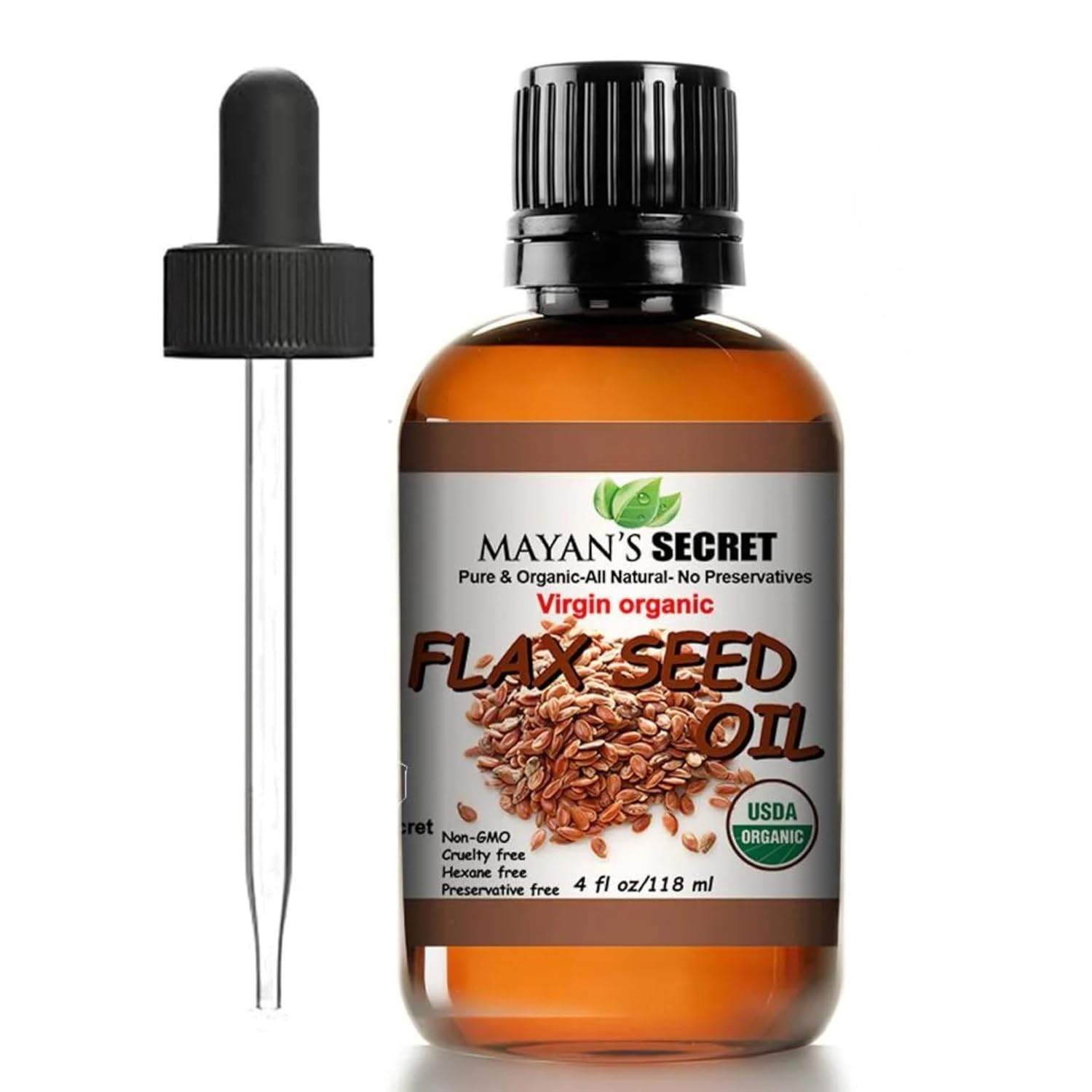 Mayan's Secret Pure Carrier and Essential Oils for Skin Care, Hair, Body Moisturizer for Face-Anti Aging Skin Care (Flax Seed Oil Organic, 4oz)