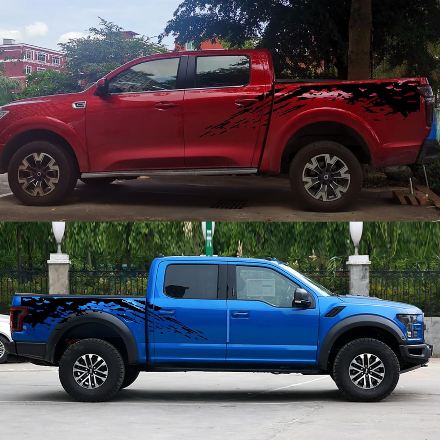 Car Sticker Bed Mud Splash Kit Racing Stripe Rear Lathe Decal Vinyl Trim Accessories Waterproof Door Body Side Decal Trim for Truck Pickup SUV Vehicles Universal(Style A Black)