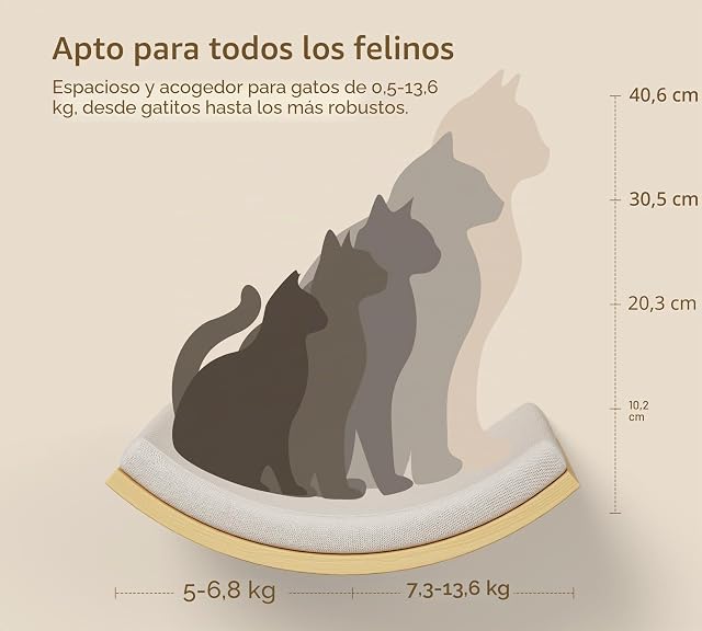 Foto 4 de 6 de PELUOMOZ Juego de muebles de pared para gatos, 3 piezas, superficie de