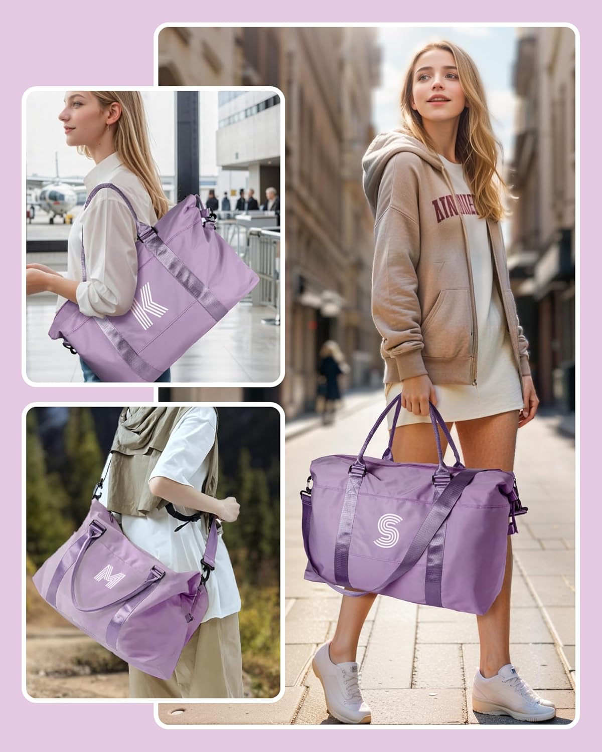Birthday Gifts for Women, Initial Travel Duffel Bag, Daughter Gift from Mom,Personalized Weekender Bag，Monogram Overnight Bag Birthday Gifts for Women Gifts for Teen Girls (Letter W)