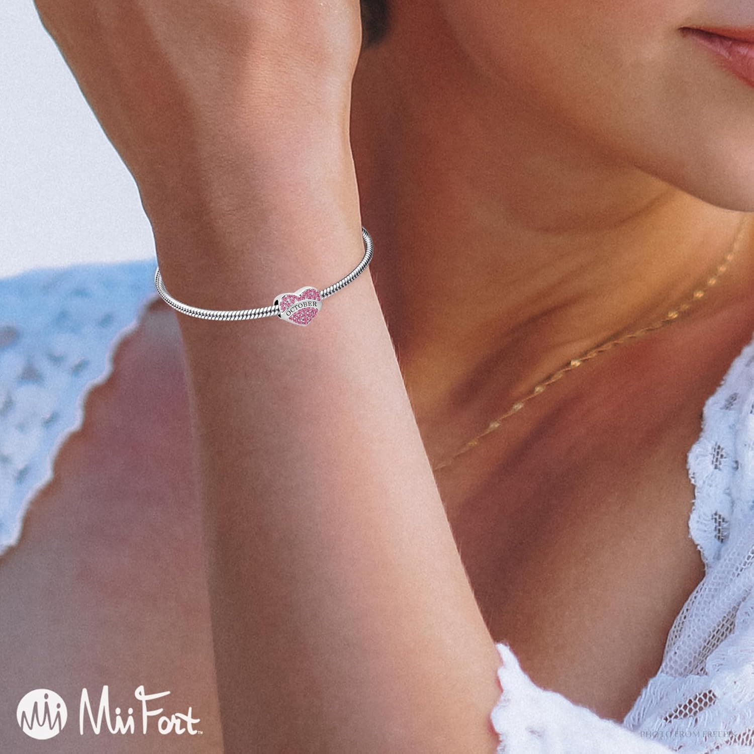 Sparkling Cubic Zirconia Birthstones Love Heart Charm fits Pandora Charms Bracelets Birthday January to December Bead - Image 4