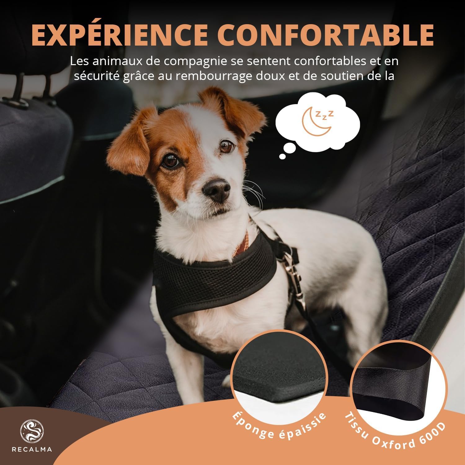 Couverture pour chien pour banquette arrière de voiture – Protection de coffre, siège imperméable pour chien avec protection latérale, couverture de voiture antidérapante, laisse pour chien,