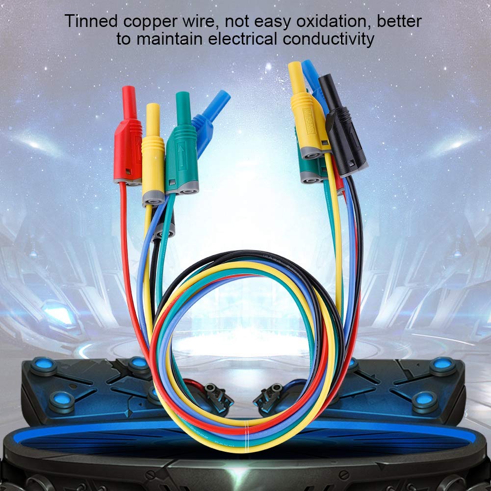 Oumefar Banana Plug Silicone Test Leads Kit 5pcs 4mm Banana Plug Safety Stackable Wire Stack Test Flexible Wire Leads for Multimeter 1M