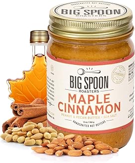 Maple Cinnamon Peanut & Pecan Butter - Low Sugar Peanut Butter - Creamy Peanut Butter w/Maple Syrup, Organic Peanuts & Pecans - Keto, Vegan, Palm Free Maple Nut Butter - 13 Ounces