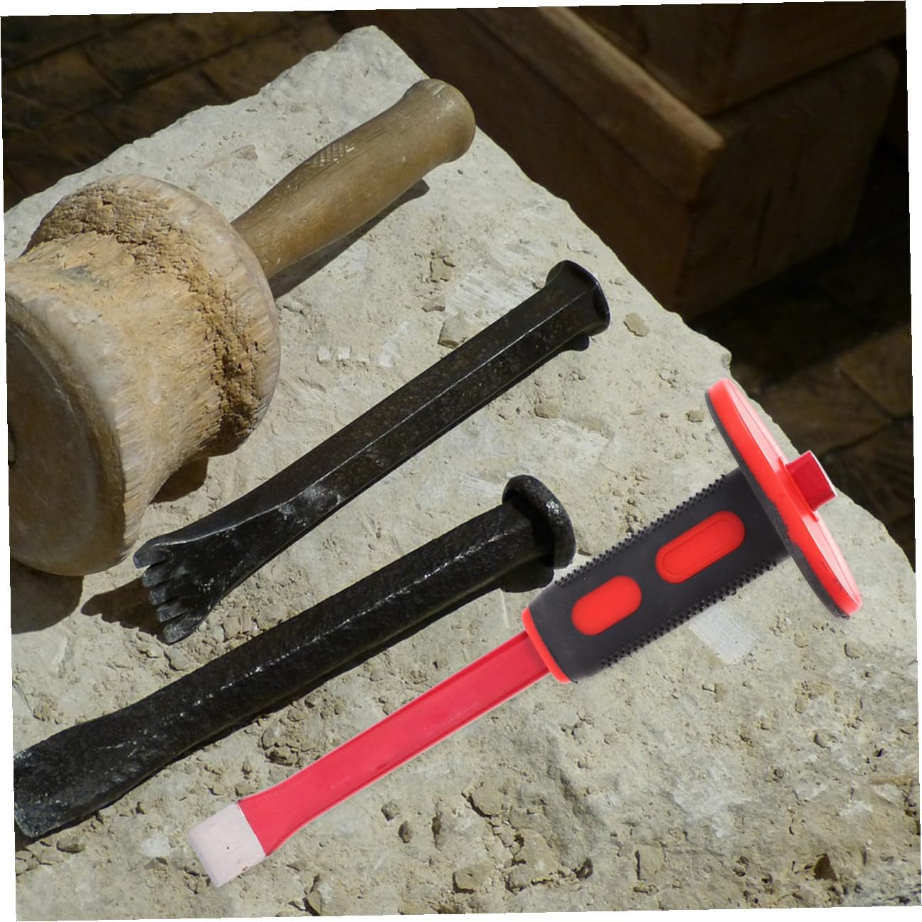 Ensemble de Burins de Maçonnerie Robustes 30cm, Tête Plate et Pointue