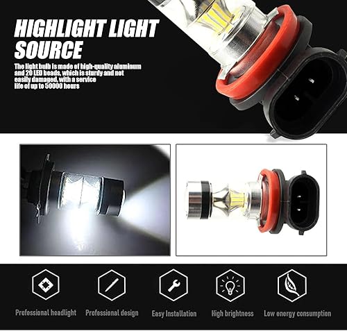 Miniatura 4 de Paquete de 2 bombillas LED antiniebla 90059006 para automóvil, luces de haz bajo de 12 V, 100 W, luz delantera de 6500 K, luces de circulación