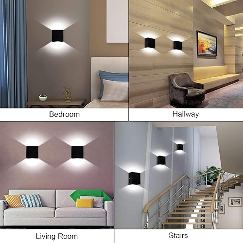 Miniatura 6 de Mini apliques de pared LED regulables de 10 W, lámpara de pared moderna negra arriba abajo, luces de montaje en pared, mini metal para sala de