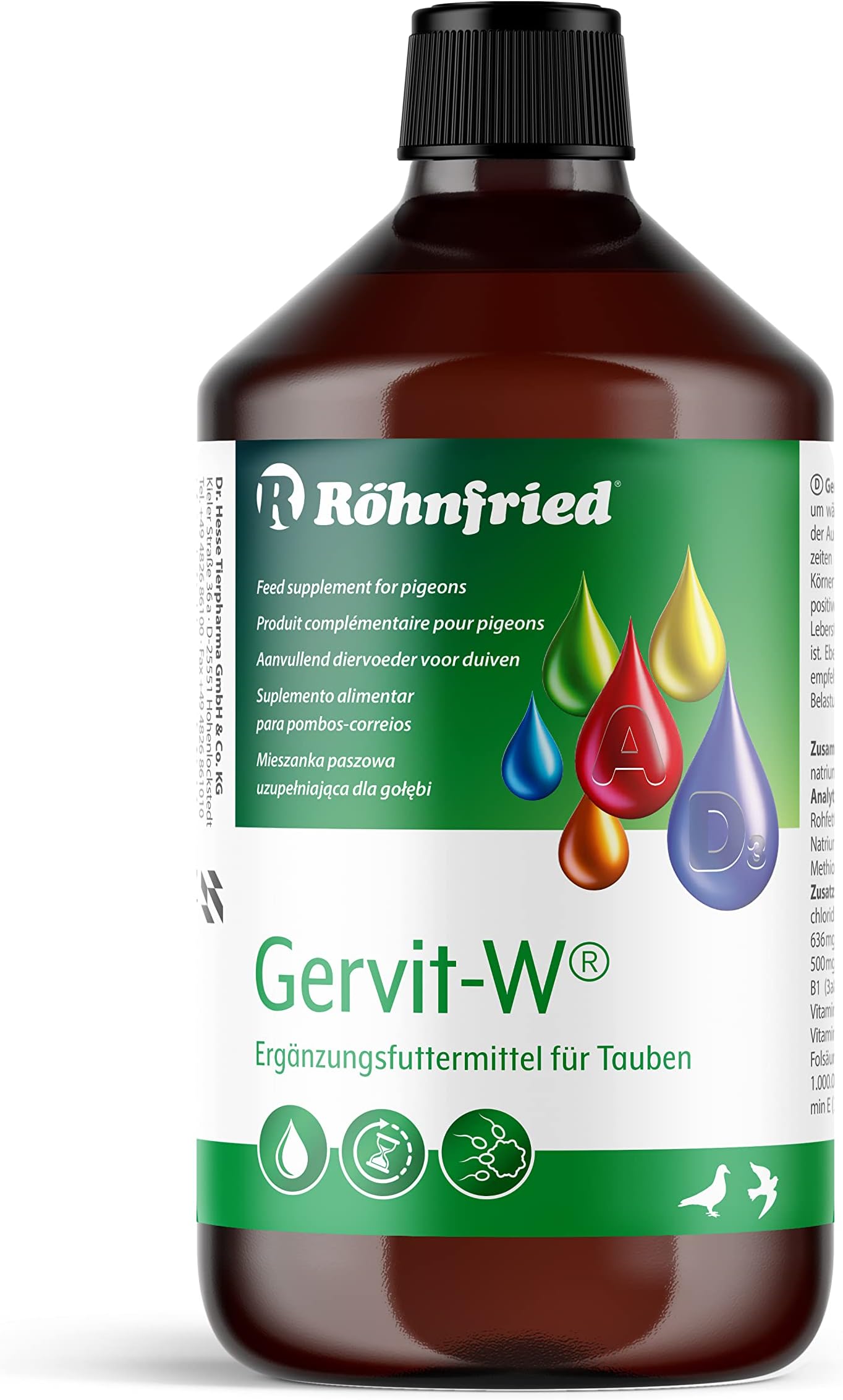 Rohnfried Gervit-W 500 ml. (Multivitamin for racing pigeons)