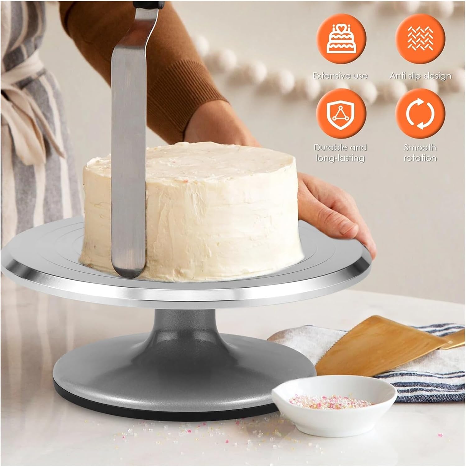Sculpting Pottery Wheel 10inch Pottery Banding Wheel Cast Metal Sculptor Turntable with Ball Bearings