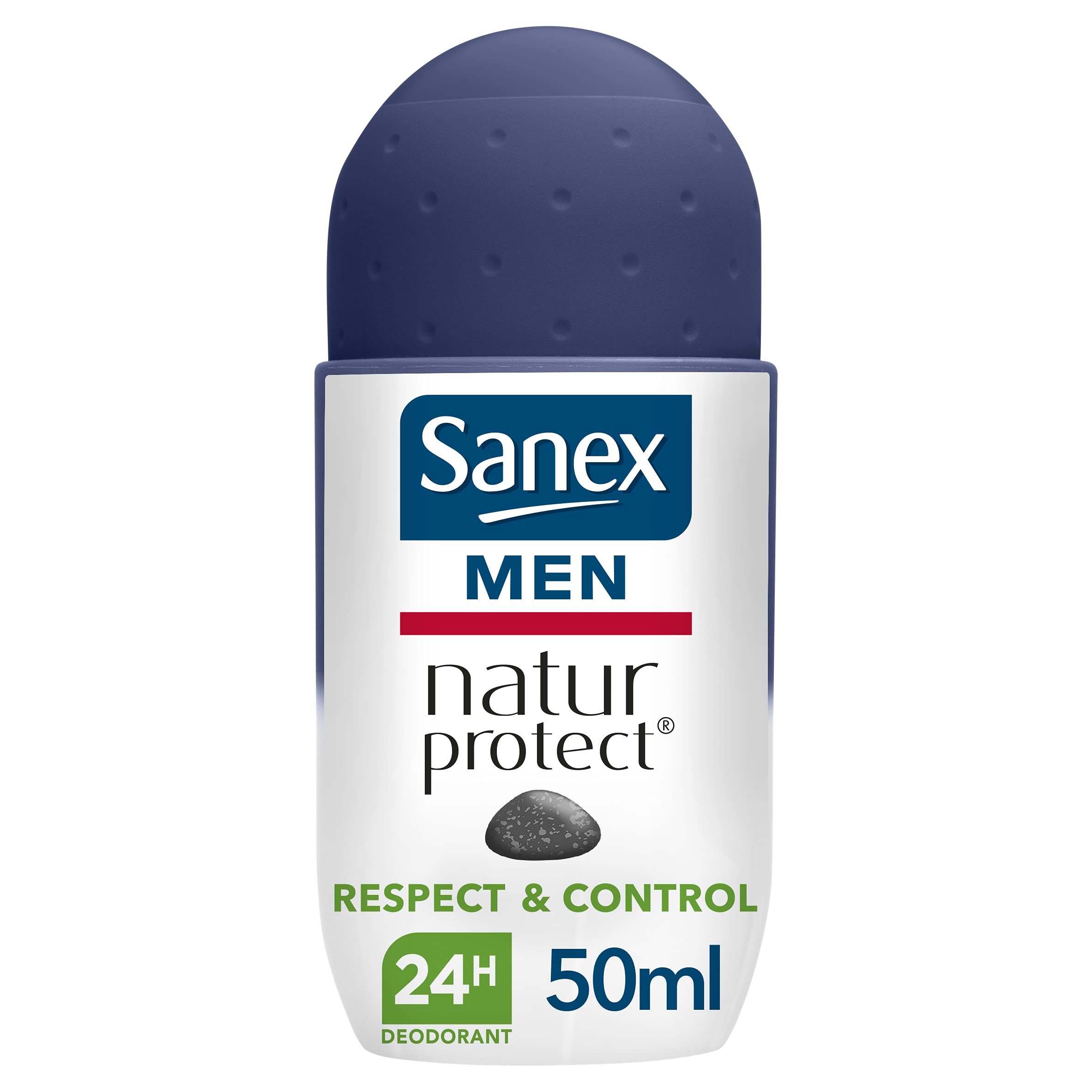 SANEX - Dezodorant do kulki dla mężczyzn Natur Protect Respect & Control - Dezodorant dla mężczyzn z kamieniem alunowym - 24 godziny skuteczności - 50 ml -