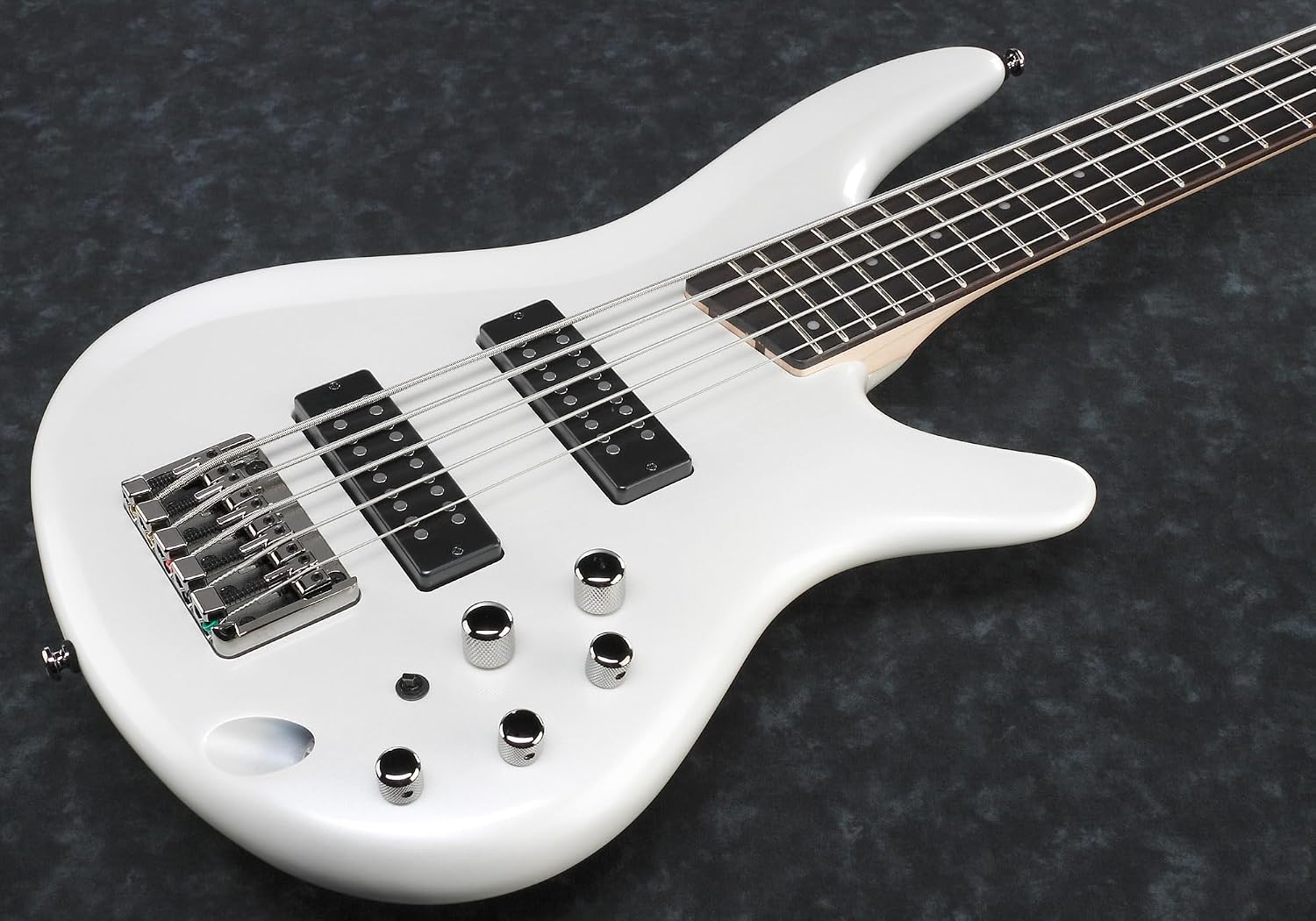 Ibanez SR305E SR Standard 5-String Bass Guitar - Pearl White Bundle with Gig Bag, Tuner, Strap, Instrument Cable, Austin Bazaar Instructional DVD, and Polishing Cloth