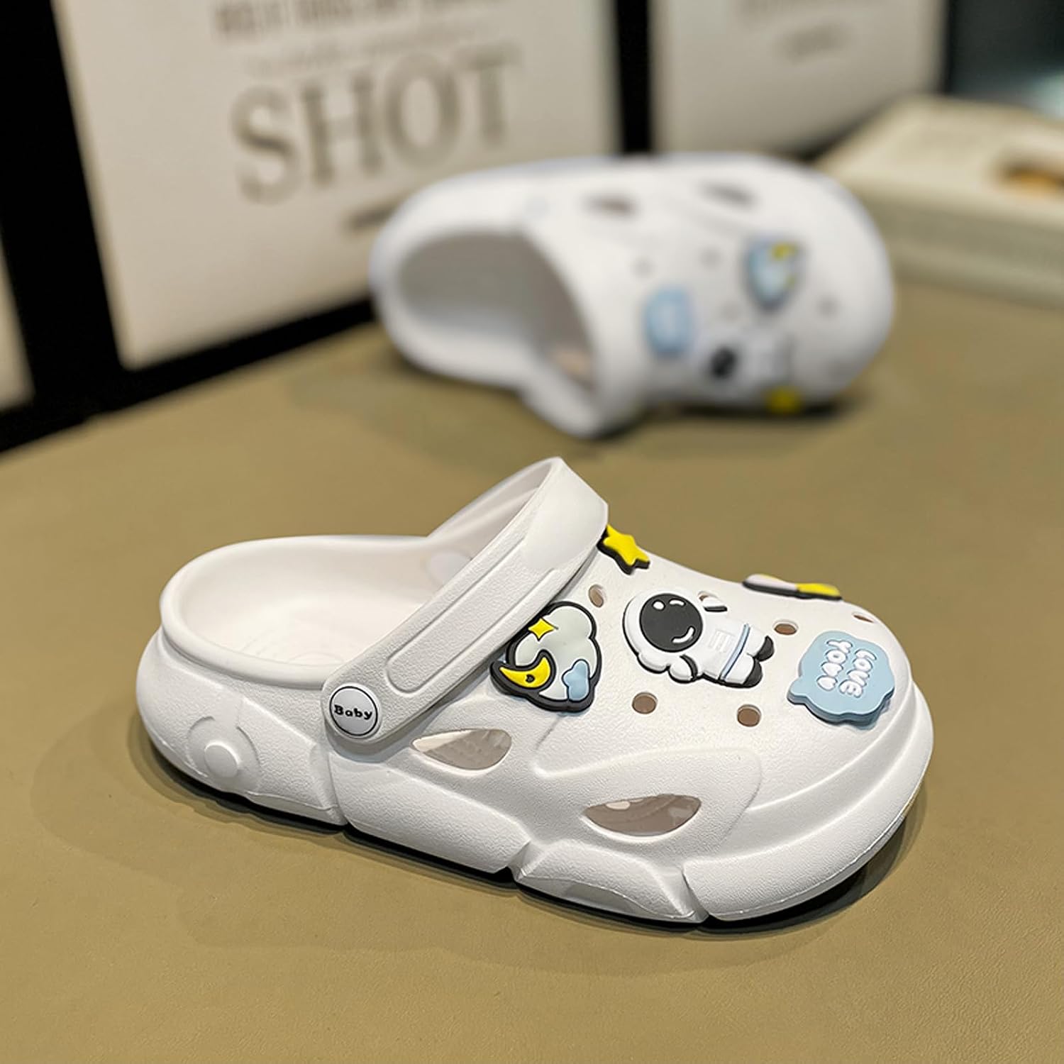 Garden Shoes Summer Boys Unisex Pattern Children's Shoes Lining Clog Children's Slides Sandal Beige36/37