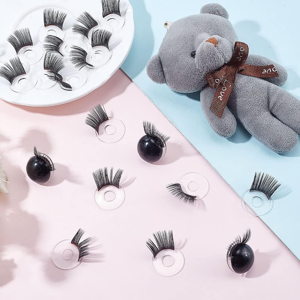 PH PandaHall 20pcs Doll Eyelashes Safety Accessory Crafts Plastic Stuffed Crochet Eye Lashes for Eyes Over 20mm Amigurumi Puppet Teddy Bear Plush Animal Making