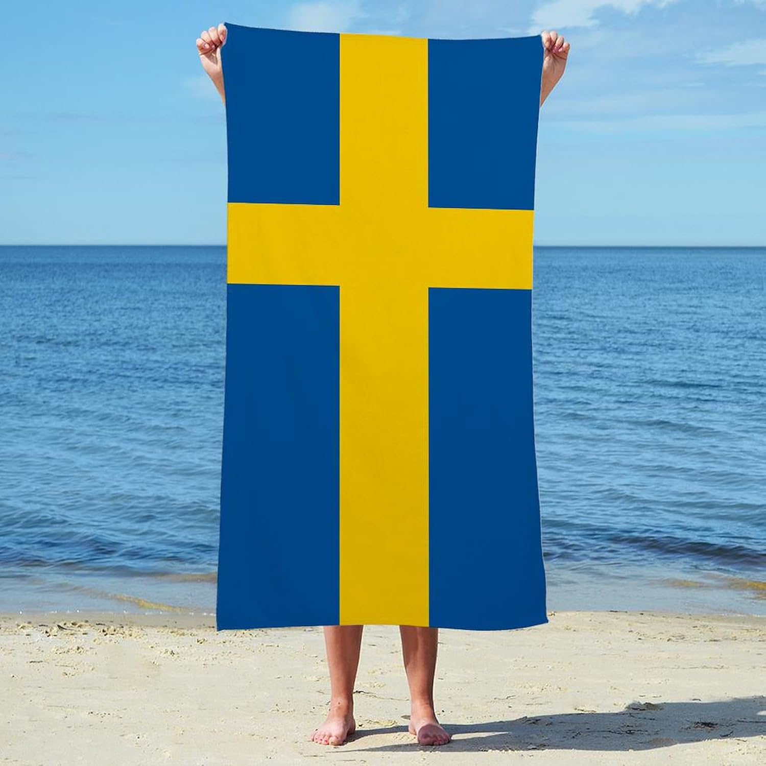 CafePress Flag of Sweden 30"x60" Absorbent Cotton Back, Soft Beach, Pool Towel