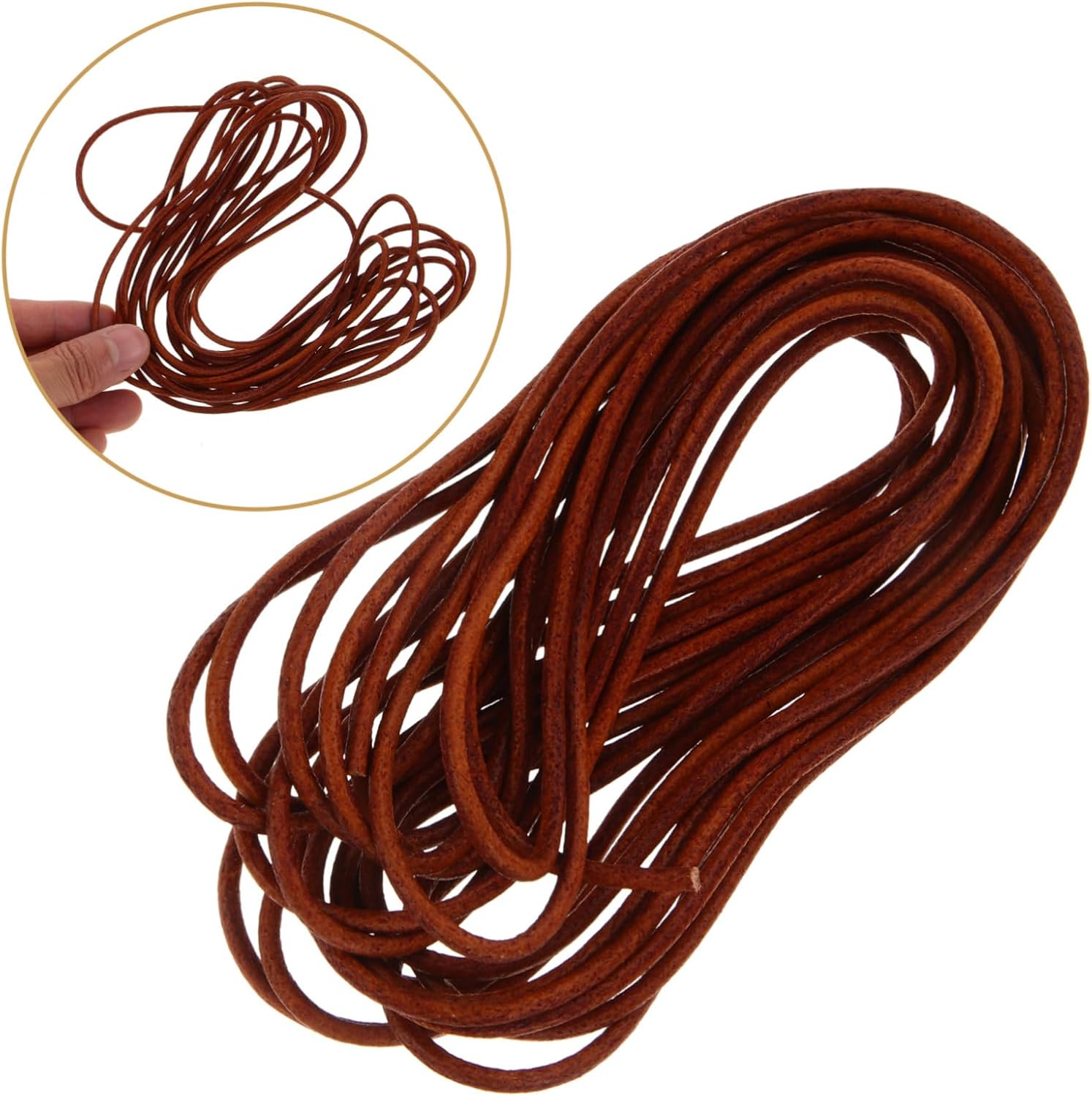 Brown Flat Leather Cord for DIY Braided Bracelet and Crafts