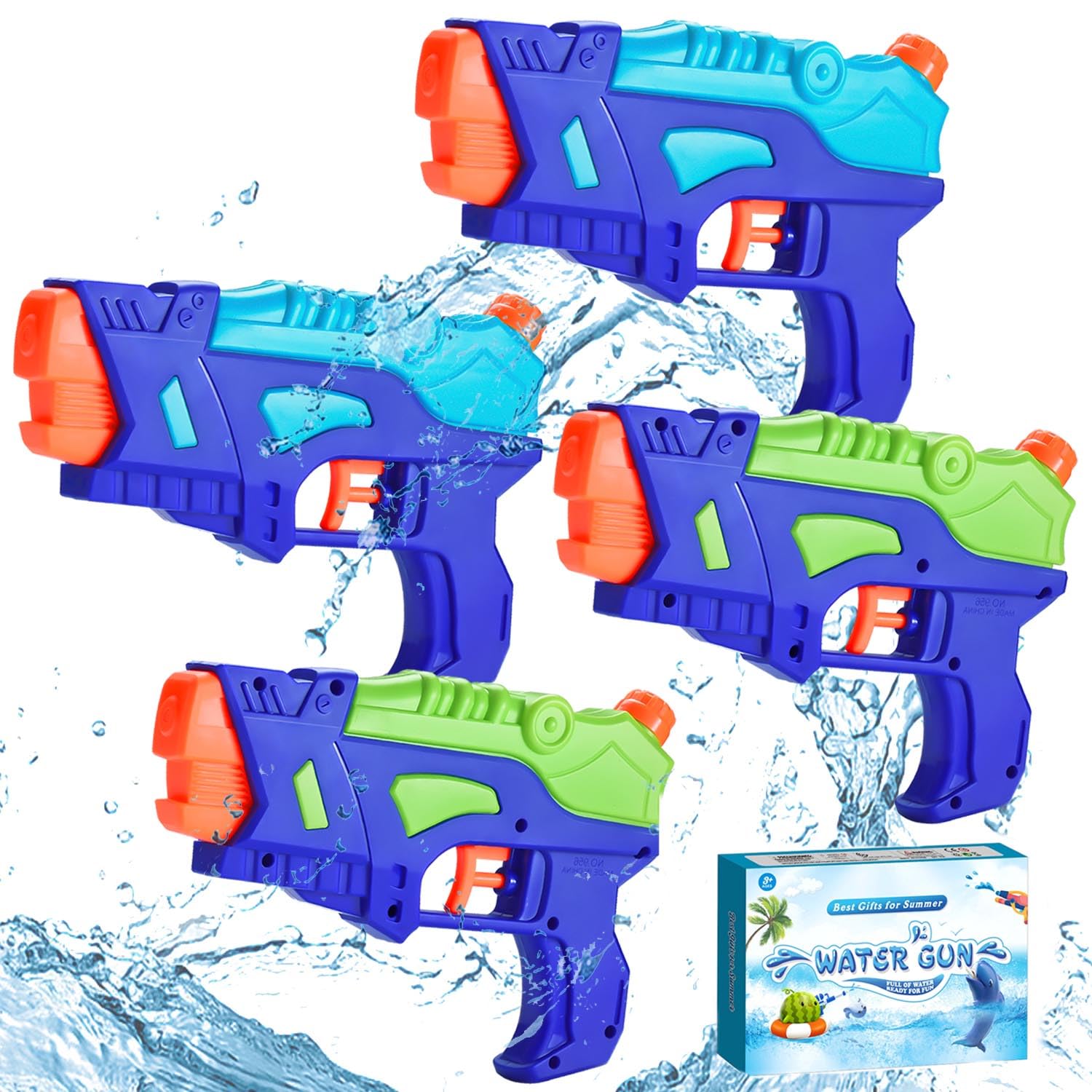 (4 Pack) Water Guns for Kids, Water Pistols Squirt Guns with Trigger for Outdoor Summer Swimming Pool Garden Beach, Best Summer Water Fighting Toys Gifts for Boys Girls, Training Toys for Dogs Cats