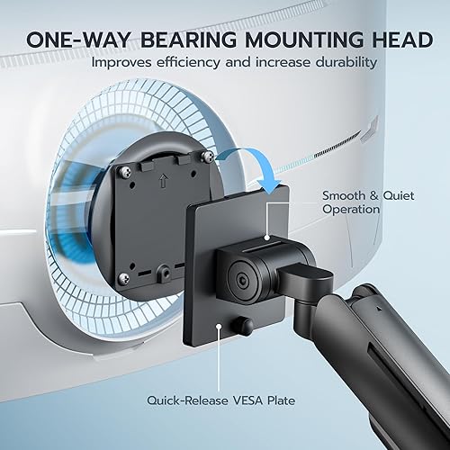 Miniatura 4 de ARES WING Soporte de monitor doble para pantalla curva ultra ancha de 17 a 49 pulgadas, soporte de escritorio con brazo para monitor de computadora,
