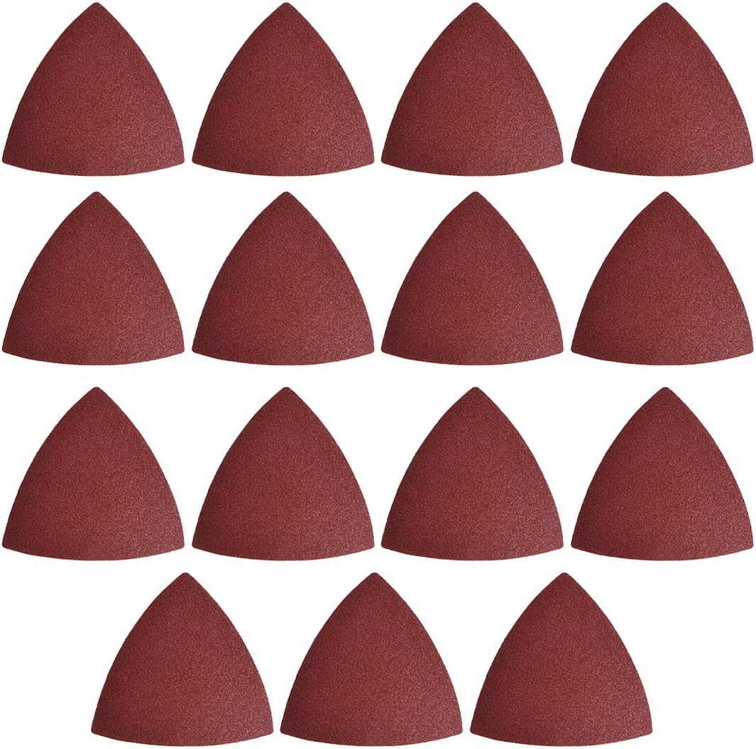 uxcell Detail Sander Sandpaper, Triangular Sanding Paper, Hook and Loop Sanding Pads, Triangle Oscillating Multi Tool, 40 Grits 15pcs