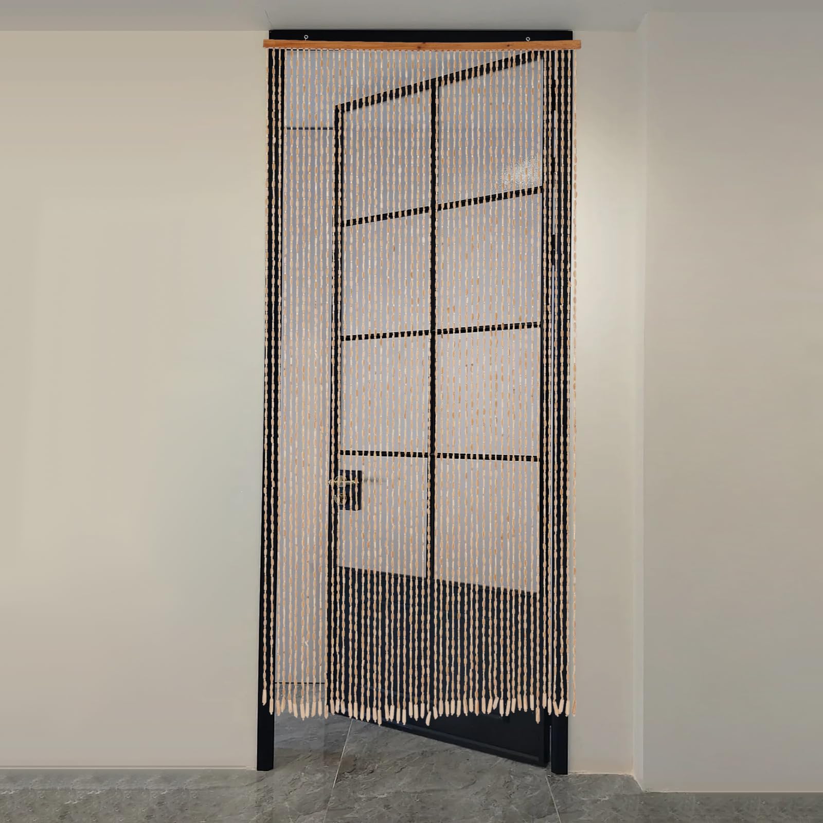 Zasłona z koralików, zasłona na drzwi, bambusowa, 52 pasma, zasłona z pereł, na drzwi wejściowe, do sypialni, 200 x 90 cm