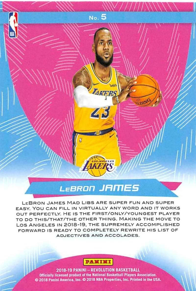 2018-19 Panini Revolution Supernova Basketball #5 LeBron James Los Angeles Lakers Official NBA Trading Card By Panini