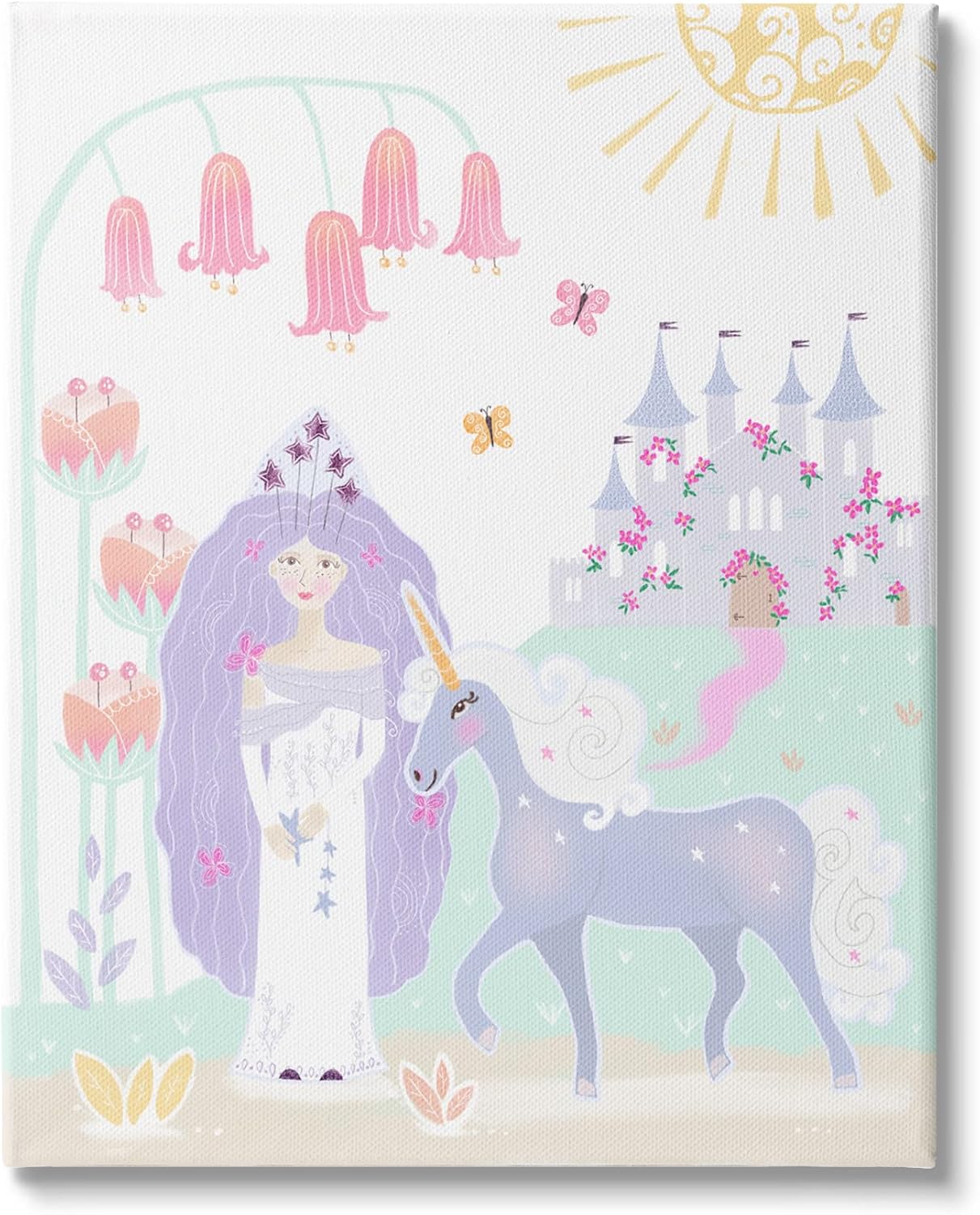 Stupell Industries Children's Princess and Unicorn Magical Fairy Tale Castle
