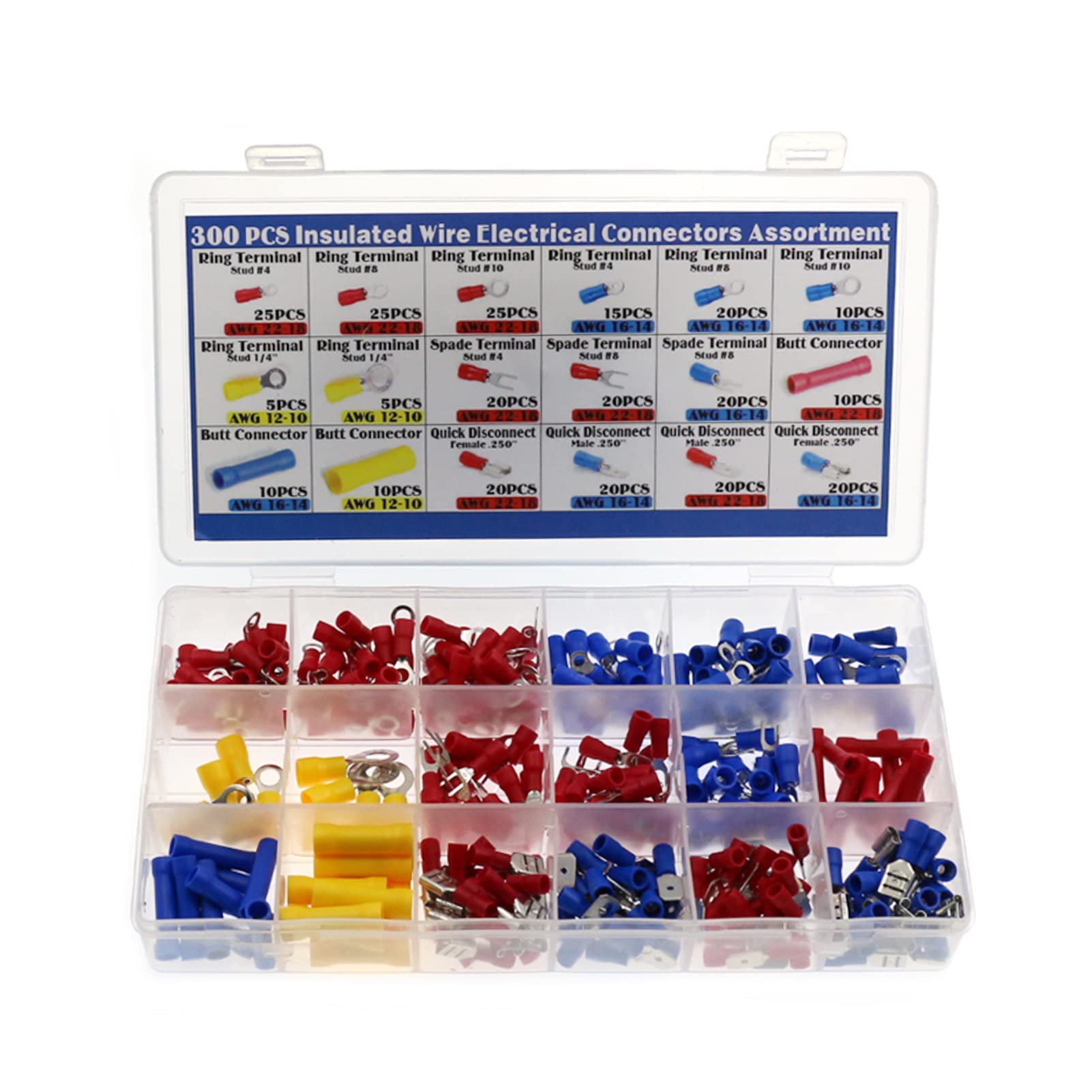 Buy Fajia 300PCS Insulated Wire Electrical Connectors Butt, Ring, Spade