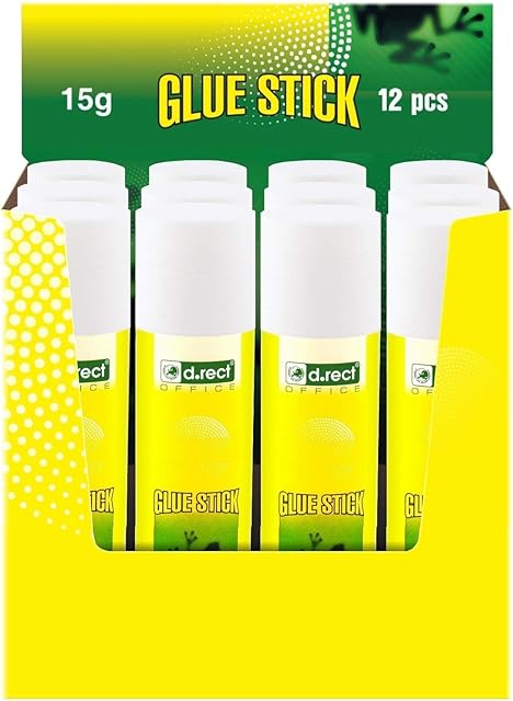 D.RECT - Strong Adhesive for School & Office Supplies ,White ,Pack of 12 PVA Glue Stick 15 g |