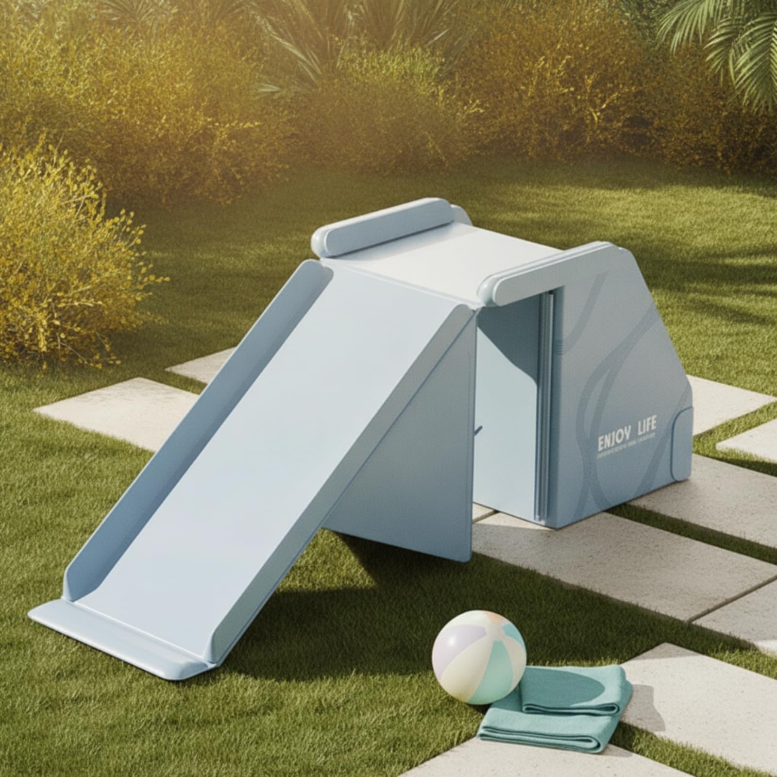 Kinder Rutsche Kinder Slide Spielzeug Rutschbahn Sportgerät Spiellandschaft aus PVC mit Kompakter Bauweise Und Stabilen Standfüßen für Garten Terrasse Balkon, Trauben-Milchshake-Lila