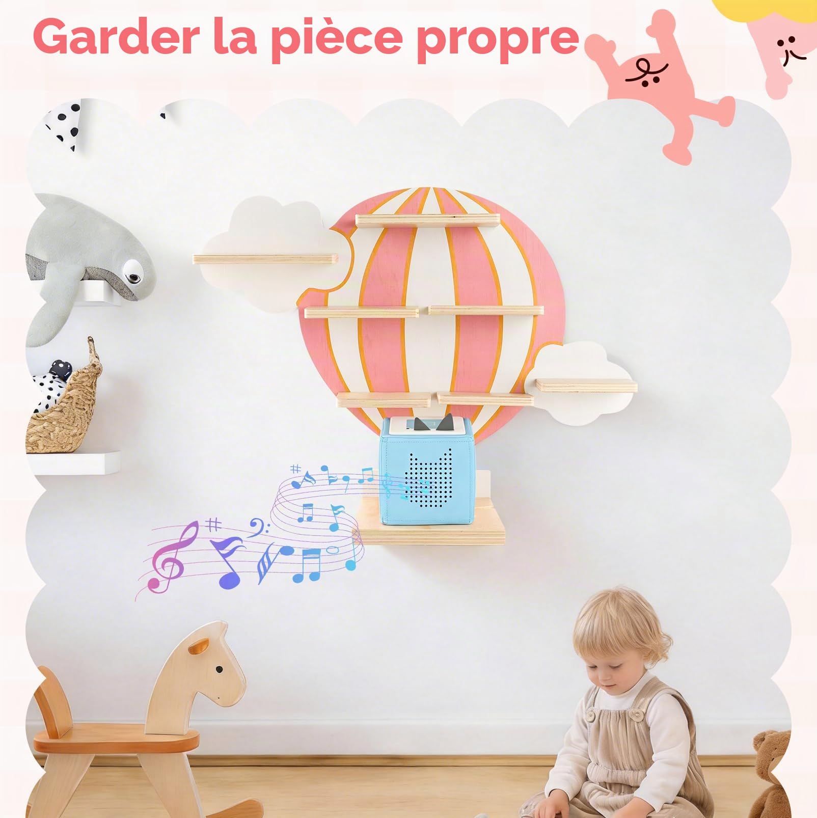 Étagère magnétique pour Tonie, étagère murale pour rangement de figurines Toniebox/Tonie - Étagère Toniesbox montage mural pour tous vos accessoires Tonies - Accessoires pour Toniebox 1 et 2 - Kit de