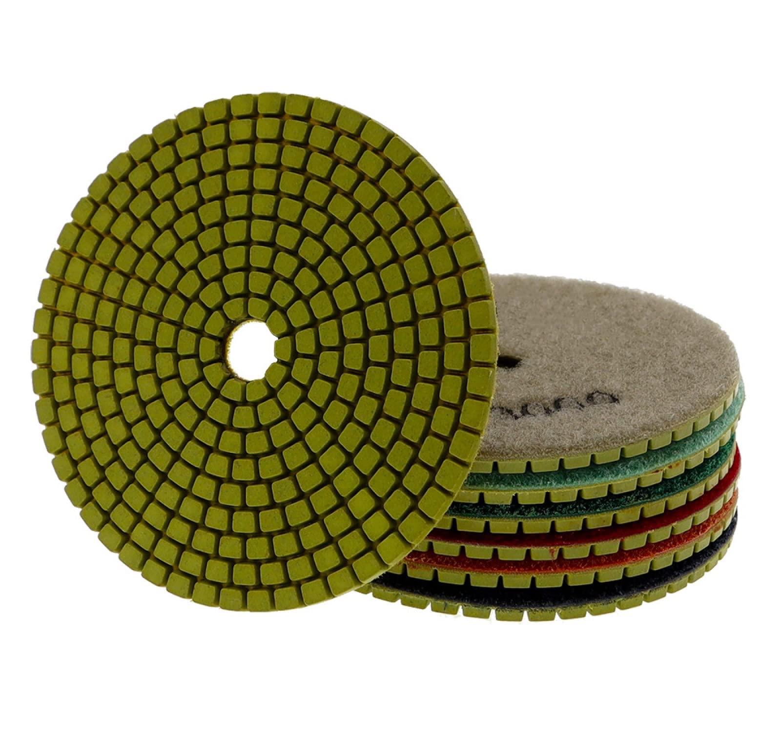 Almohadillas pulidoras de diamante, 7 almohadillas de pulido de diamante de 4 pulgadas, almohadillas de pulido húmedas flexibles de 100 mm for granito, mármol, piso de hormigón, disco de pulido(800)