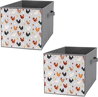 Functional Cube Organizer Bins, Chicken Printed, Foldable Storage Containers for Bedroom, Living Room, Practical Storage Idea