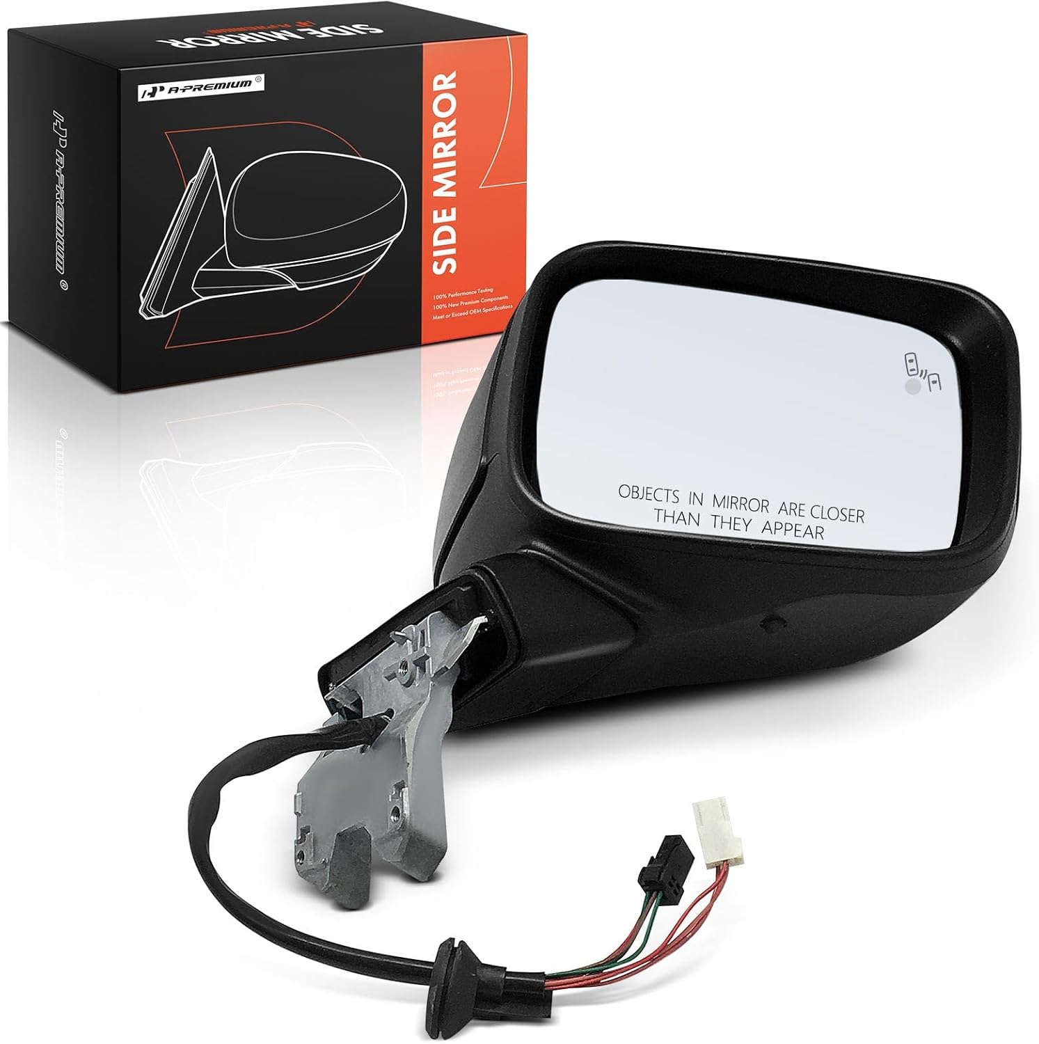 A-Premium Passenger Side Power Door Mirror - Compatible with Jeep Renegade 2015-2022 - Heated Manual Folding Black Outside Rear View Mirror w/Blind Spot Detection