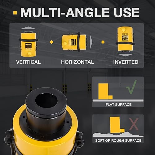 Miniatura 5 de 60T Hidráulico Jack Ram 2" Stroke Hollow Single Acting Hydraulic Ram Cilindro Hidráulico Elevación Jack Portátil para Maquinaria, Puente, RCH-6050