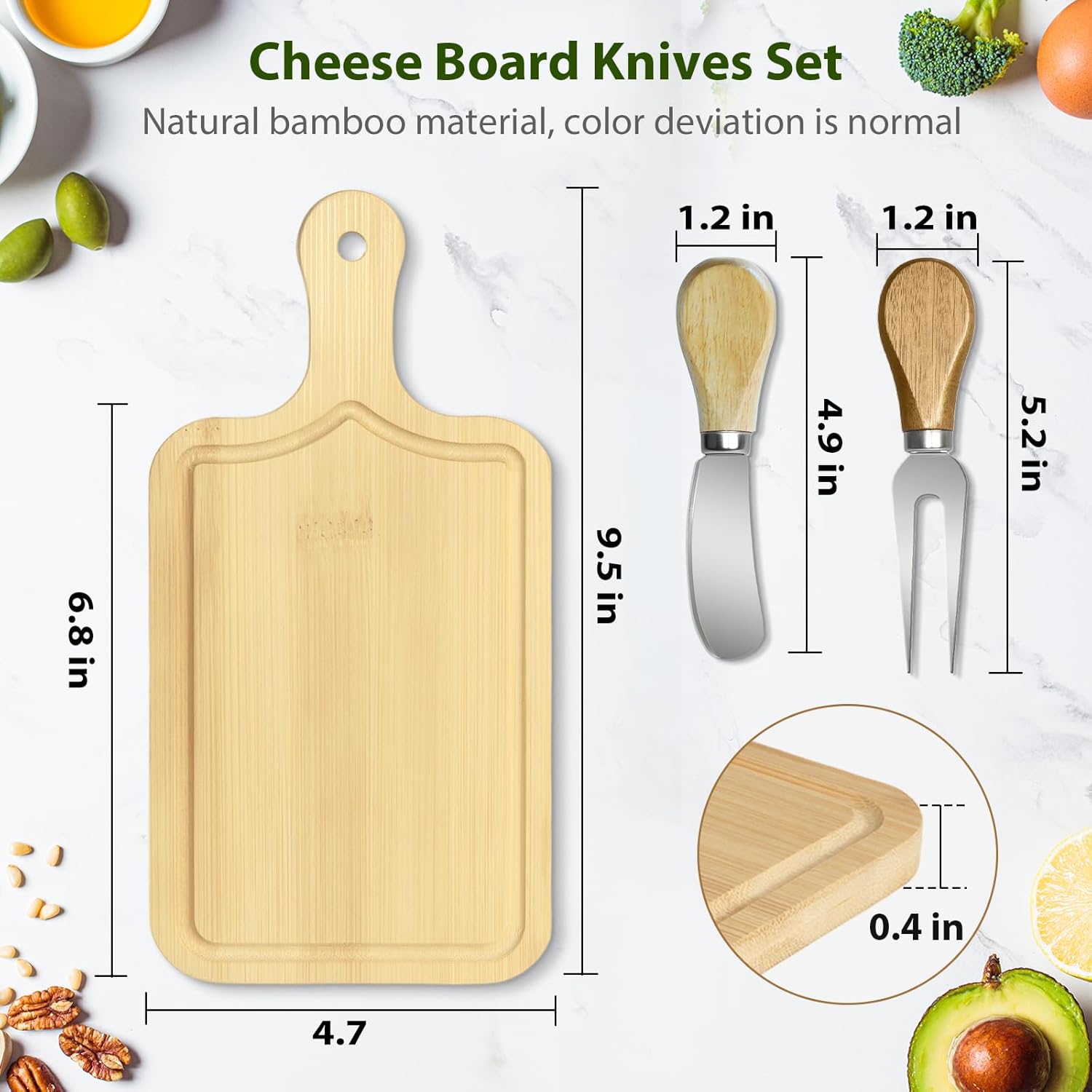 AZEAM 6 Sets Baby Bridal Shower Prizes for Game Winners, Bamboo Mini Cheese Board Set with Knife Fork and Present Box, Small Charcuterie Board Bulk for Party Wedding Guests Present