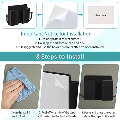 Miniatura 6 de Jetec 6 piezas de soporte para teléfono de montaje en pared, autoadhesivo, junto al organizador, caja de almacenamiento, soporte de teléfono de