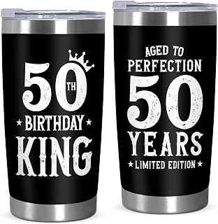 50th Birthday Gifts for Him - Fifty Insulated Tumbler with Lid 20 oz - Funny 1976 Birthday Gifts for Men Dad Uncle Brother, Funny Gift for Husband, Tumbler Gift for 50 Year Old Man