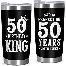 50th Birthday Gifts for Him - Fifty Insulated Tumbler with Lid 20 oz - Funny 1976 Birthday Gifts for Men Dad Uncle Brother, Funny Gift for Husband, Tumbler Gift for 50 Year Old Man