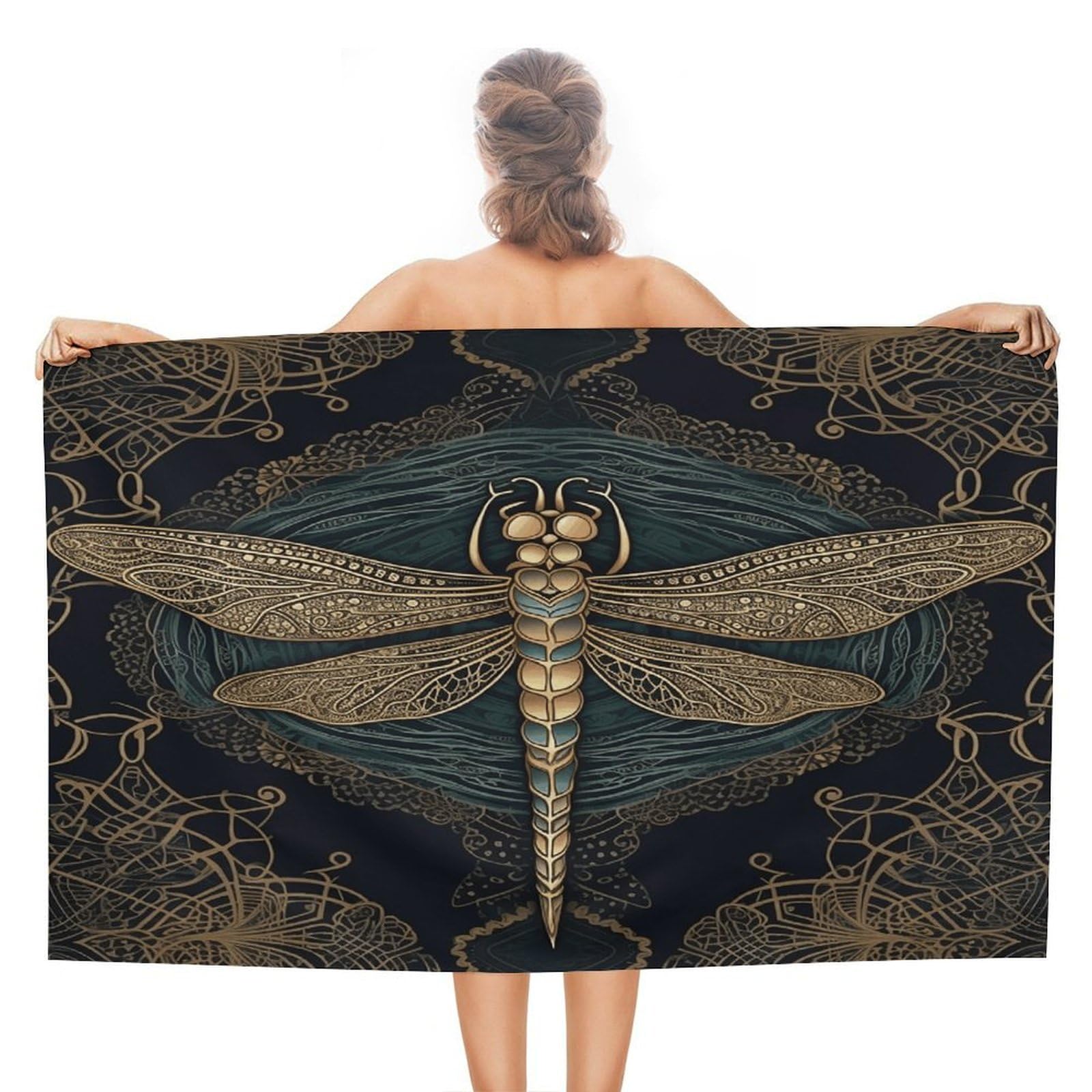 VstaDank Dragonfly Beach Towel 51x31 Inch Oversized Soft Bath Towel Luxury Plush Thick Hotel Swim Pool Towels Super Quick Dry Travel Towels for Camping Gym Sports Yoga